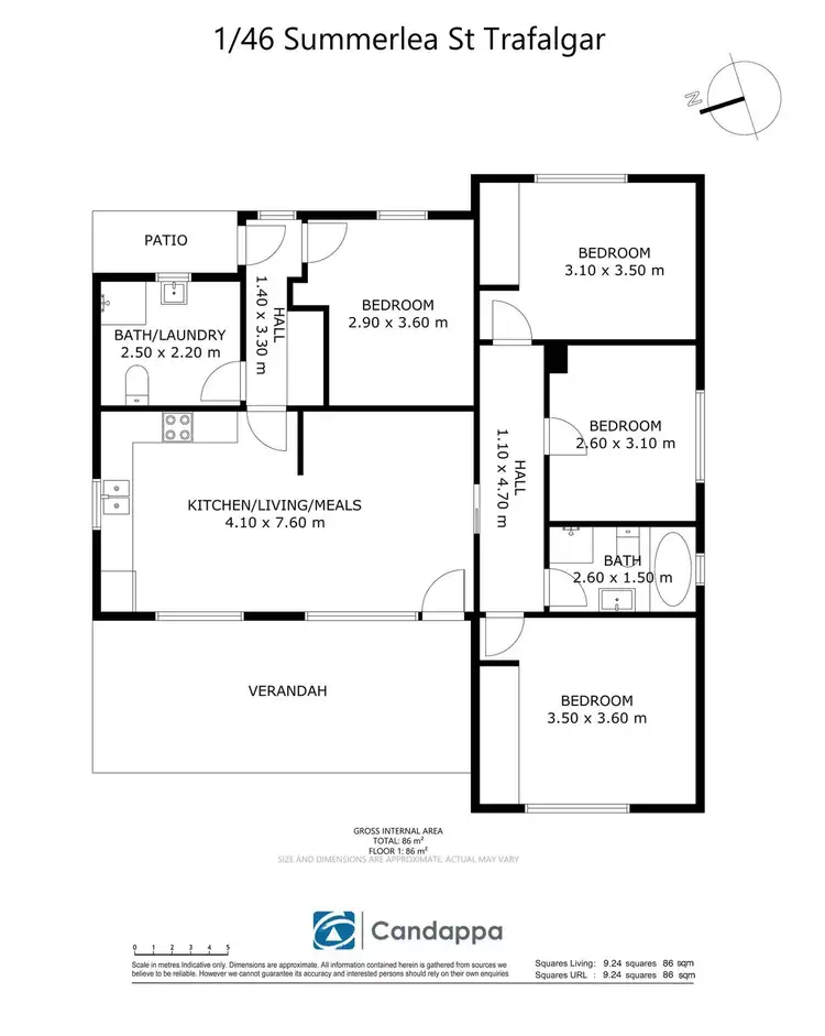 Floorplan of Homely unit listing, 1/46 Summerlea Street, Trafalgar VIC 3824