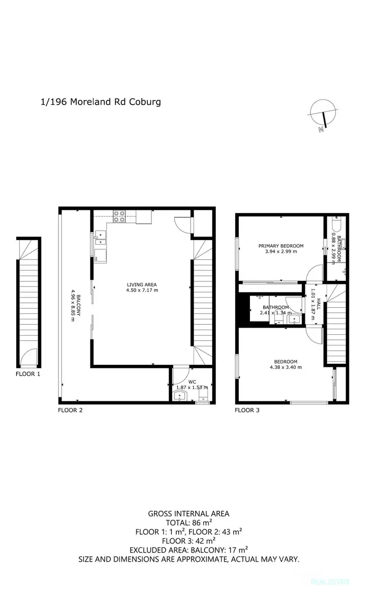 Floorplan of Homely townhouse listing, 1/196 Moreland Road, Brunswick VIC 3056