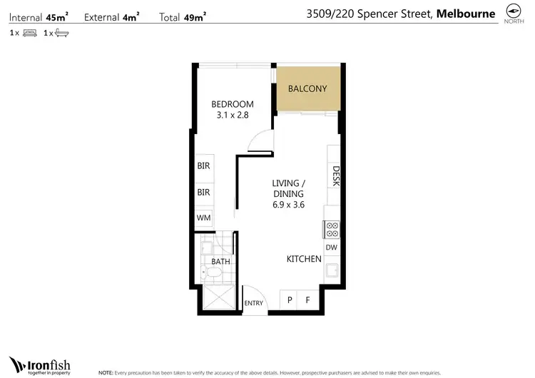 Floorplan of Homely apartment listing, 3509/220 Spencer Street, Melbourne VIC 3000