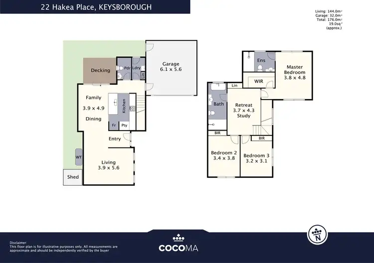 Floorplan of Homely townhouse listing, 22 Hakea Place, Keysborough VIC 3173