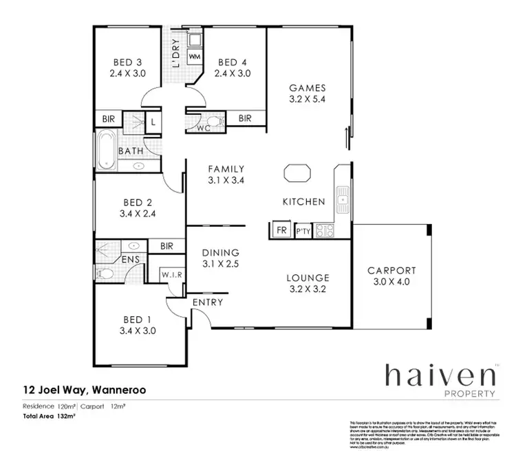 Floorplan of Homely house listing, 12 Joel Way, Wanneroo WA 6065