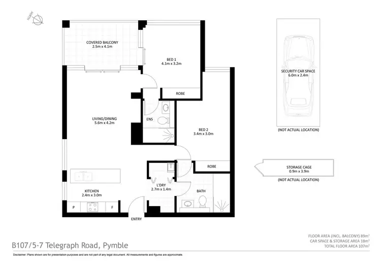 Floorplan of Homely unit listing, B107/5-7 Telegraph Road, Pymble NSW 2073