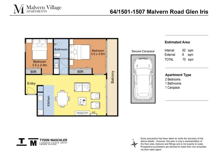 Floorplan of Homely apartment listing, 64/1501-1507 Malvern Road, Glen Iris VIC 3146