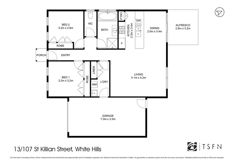 Floorplan of Homely unit listing, 13/107 St Killan Street, White Hills VIC 3550
