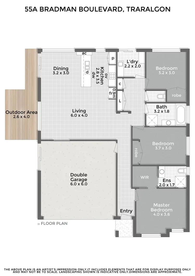 Floorplan of Homely house listing, 55A Bradman Boulevard, Traralgon VIC 3844
