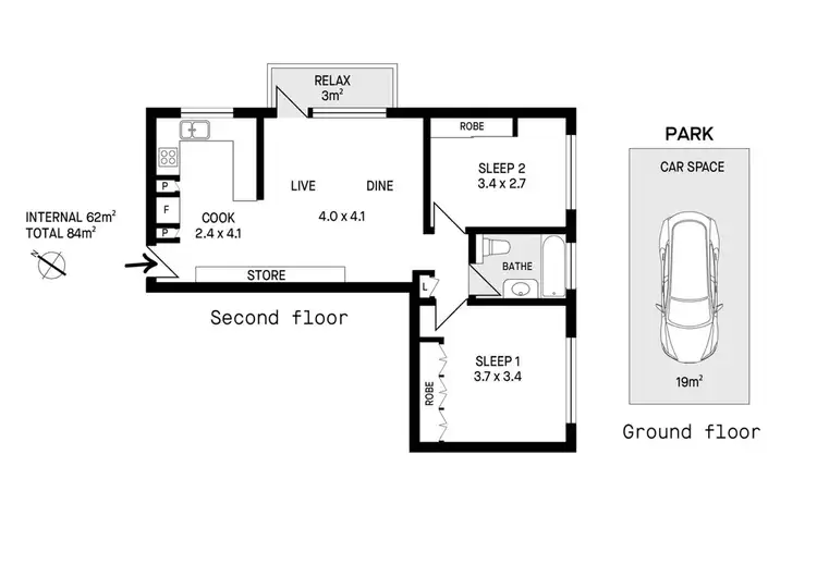 Floorplan of Homely apartment listing, 7/66 Arthur Street, Marrickville NSW 2204