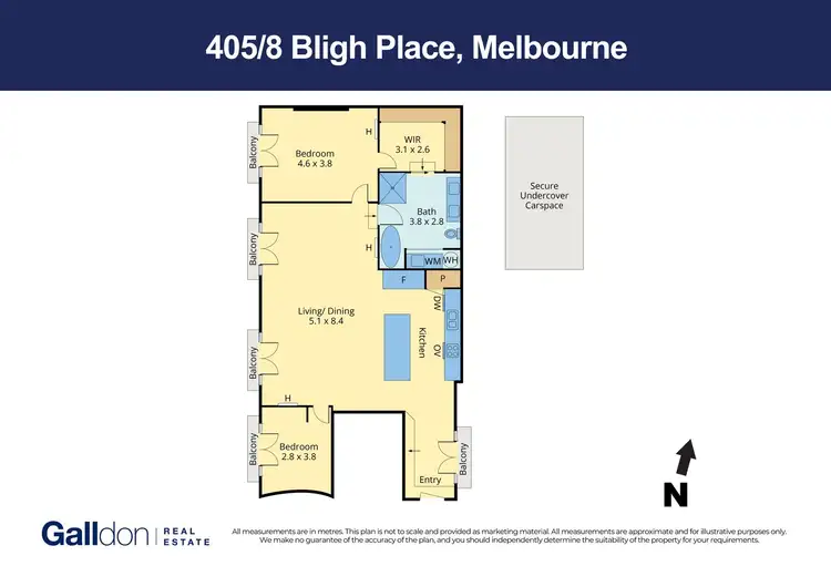 Floorplan of Homely apartment listing, 405/8 Bligh Place, Melbourne VIC 3000