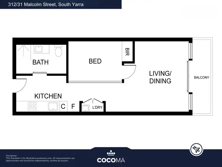 Floorplan of Homely apartment listing, 312/31 Malcolm Street, South Yarra VIC 3141