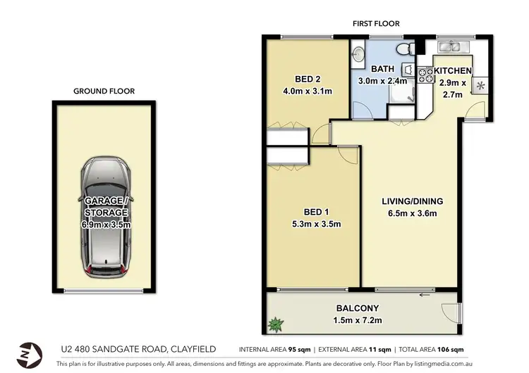 Floorplan of Homely unit listing, 2/480 Sandgate Road, Clayfield QLD 4011