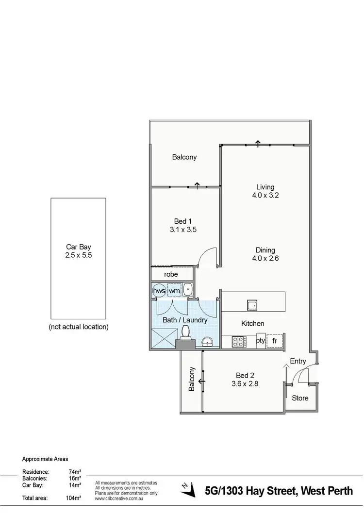 Floorplan of Homely apartment listing, 5G/1303 Hay Street, West Perth WA 6005