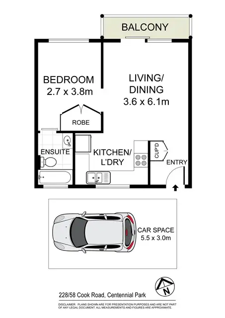 Floorplan of Homely apartment listing, 228/58 Cook Road, Centennial Park NSW 2021