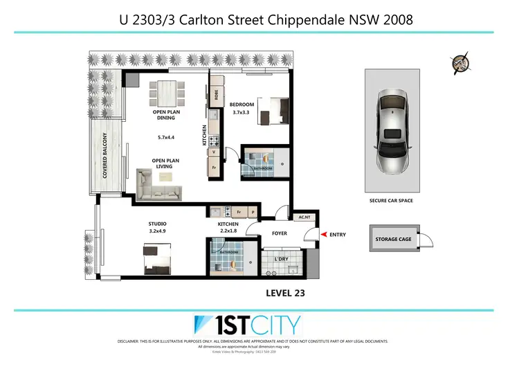 Floorplan of Homely apartment listing, 2303/3 Carlton Street, Chippendale NSW 2008