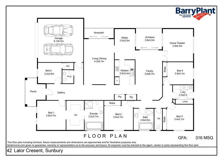 Floorplan of Homely house listing, 42 Lalor Crescent, Sunbury VIC 3429