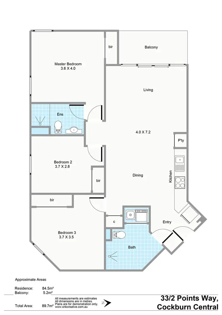 Floorplan of Homely apartment listing, 33/2 Points Way, Cockburn Central WA 6164