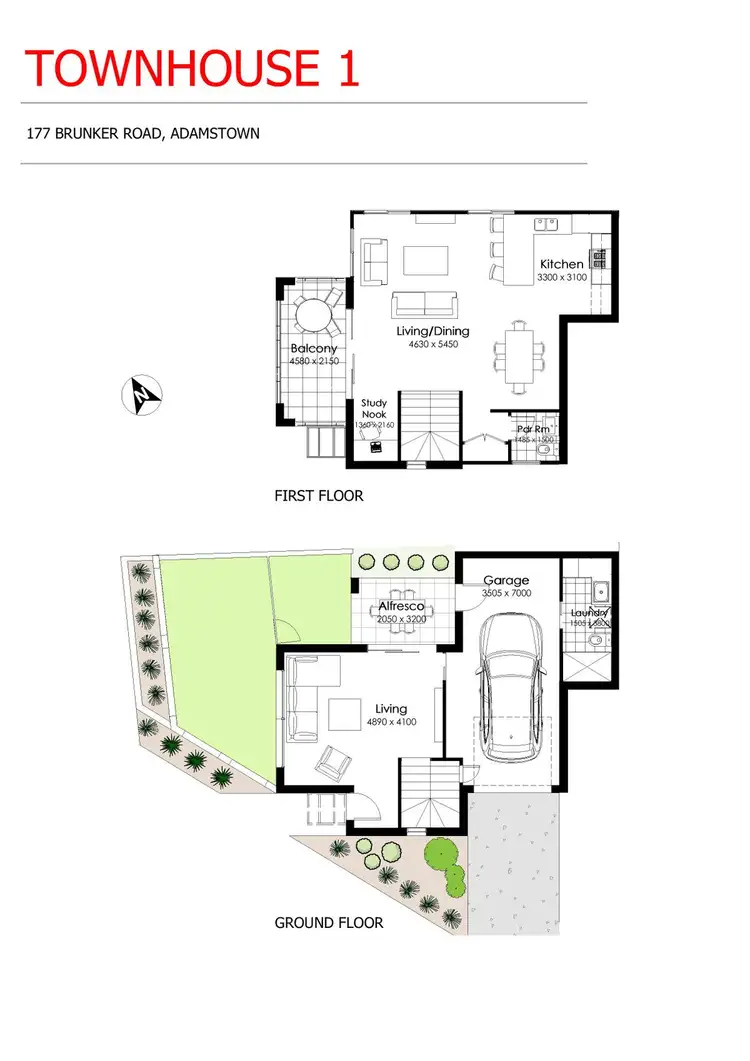 Floorplan of Homely townhouse listing, 1/177 Brunker Road, Adamstown NSW 2289