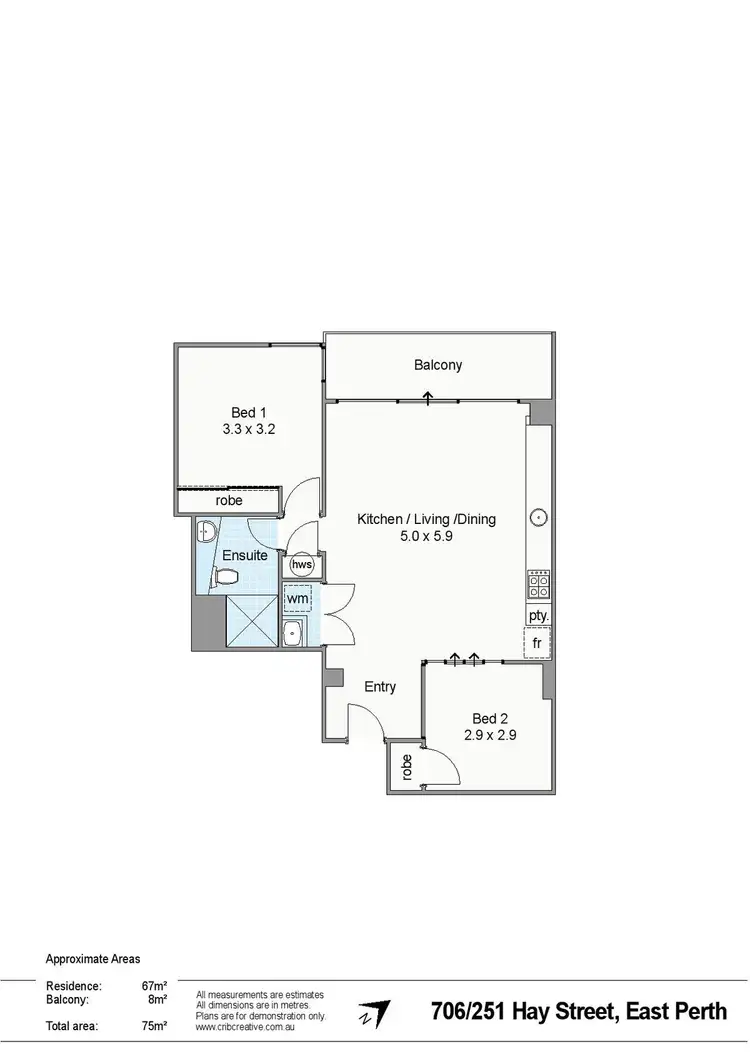 Floorplan of Homely apartment listing, 706/251 Hay Street, East Perth WA 6004