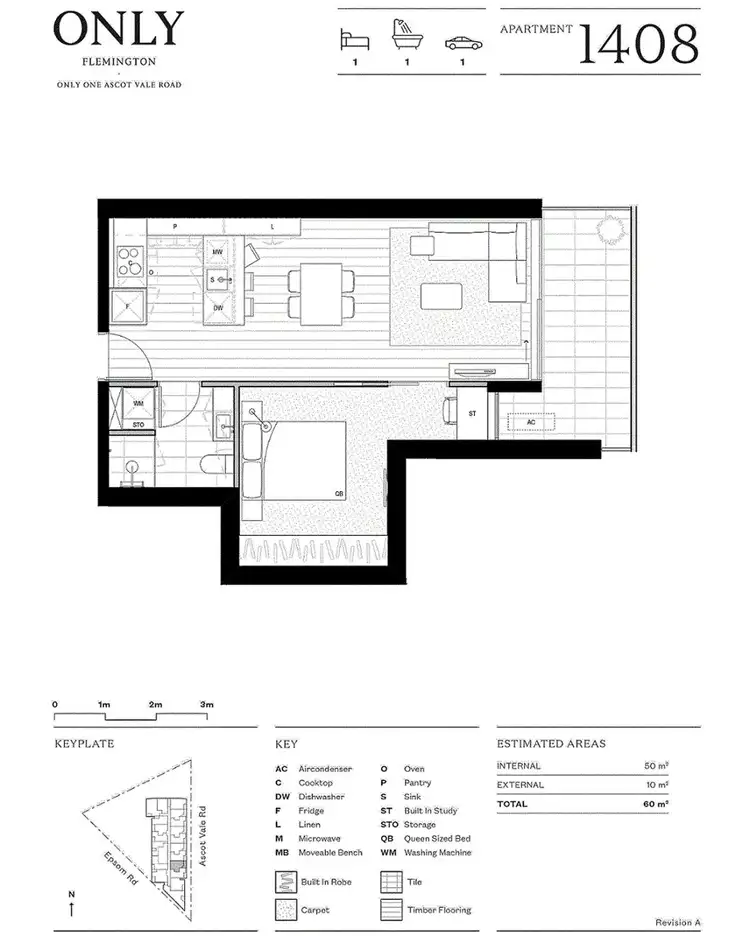 Floorplan of Homely apartment listing, 1408/1 Ascot Vale Road, Flemington VIC 3031