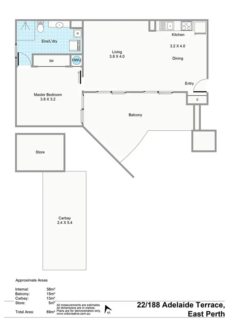 Floorplan of Homely apartment listing, 22/188 Adelaide Terrace, East Perth WA 6004