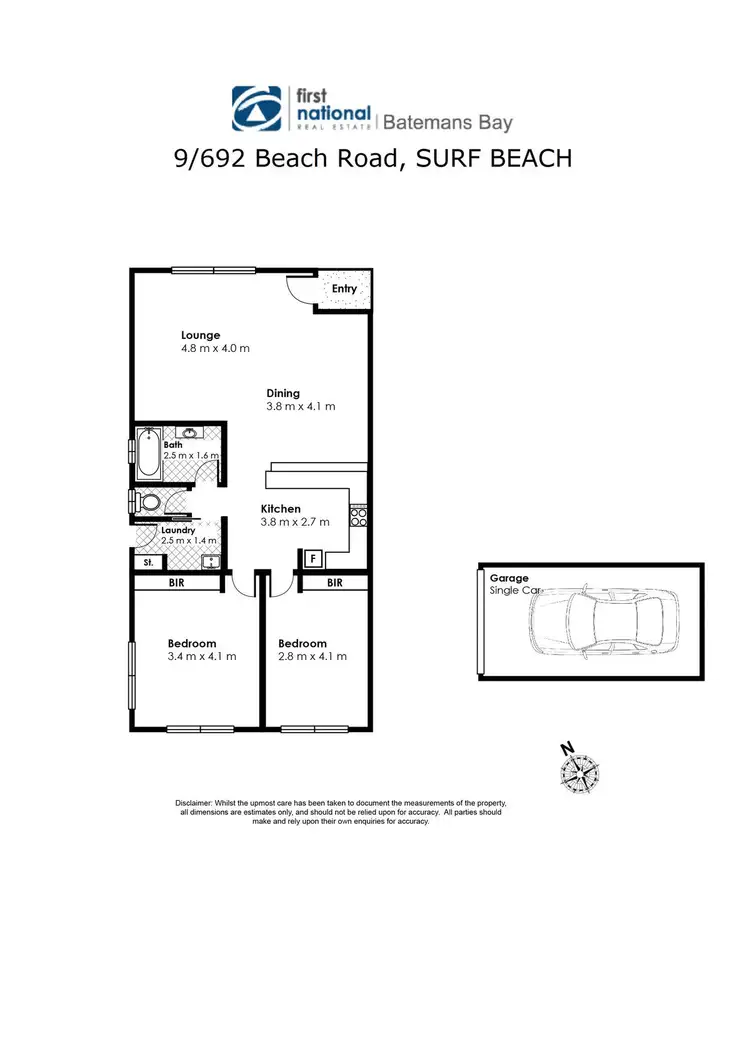 Floorplan of Homely unit listing, 9/692-696 Beach Road, Surf Beach NSW 2536