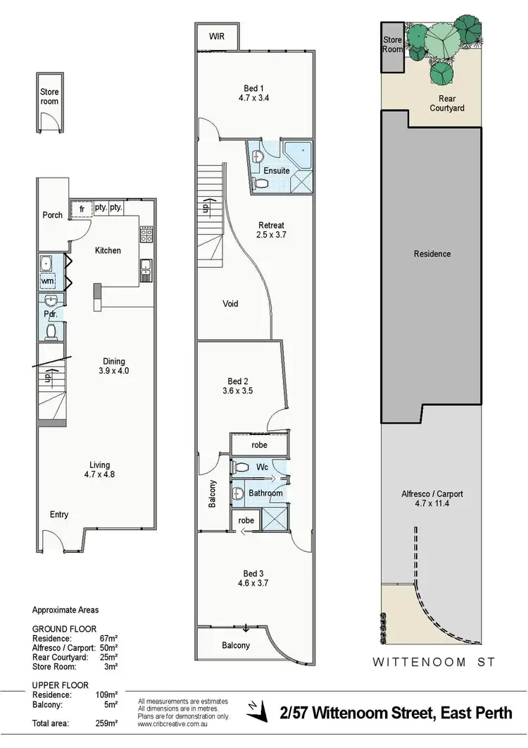 Floorplan of Homely townhouse listing, 2/57 Wittenoom street, East Perth WA 6004