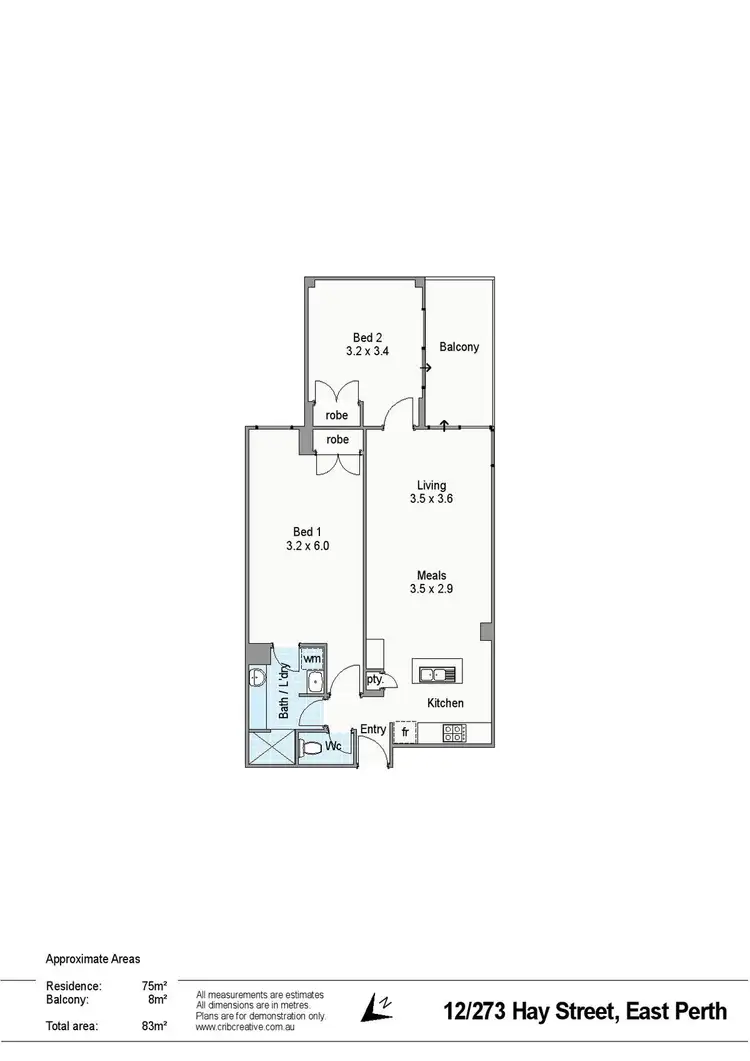 Floorplan of Homely apartment listing, 12/273 Hay Street, East Perth WA 6004