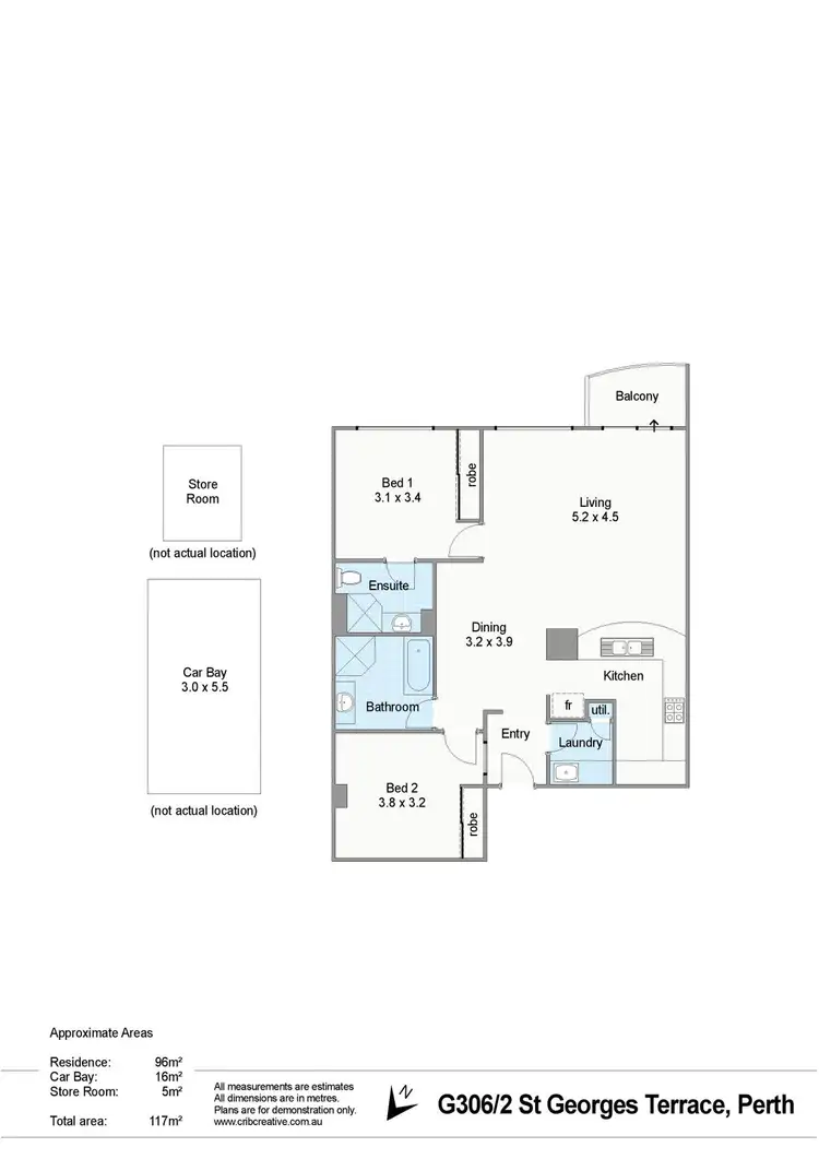 Floorplan of Homely apartment listing, G306/2 St Georges Terrace, Perth WA 6000