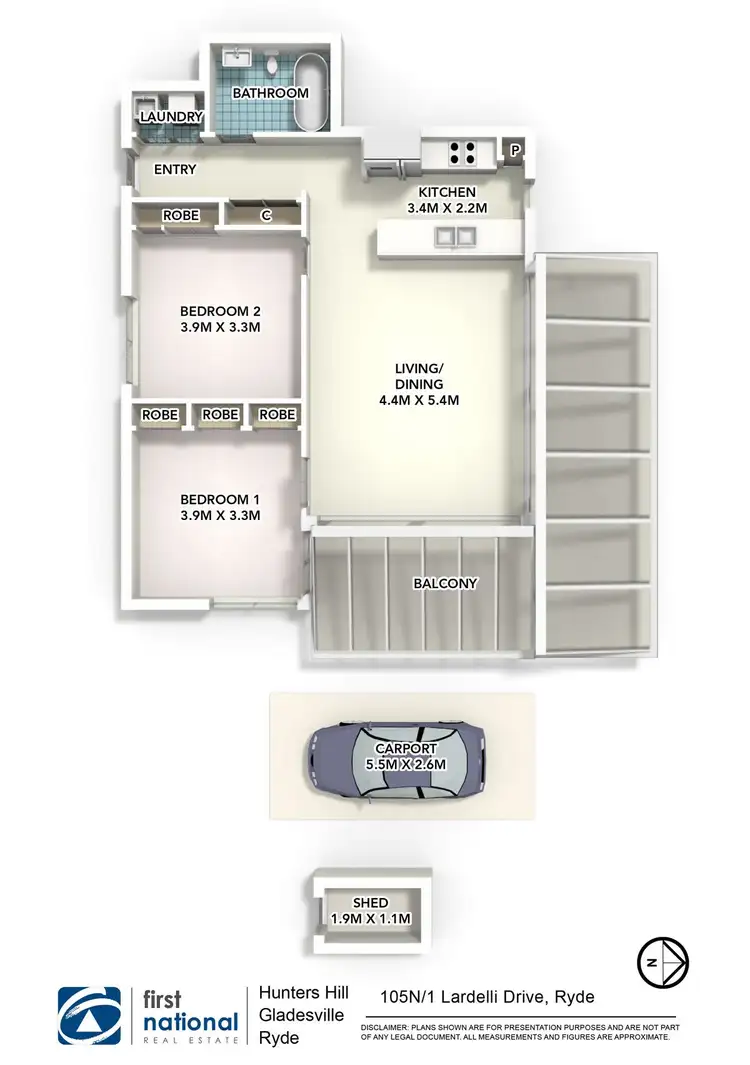 Floorplan of Homely apartment listing, 105N/1 Lardelli Drive, Ryde NSW 2112