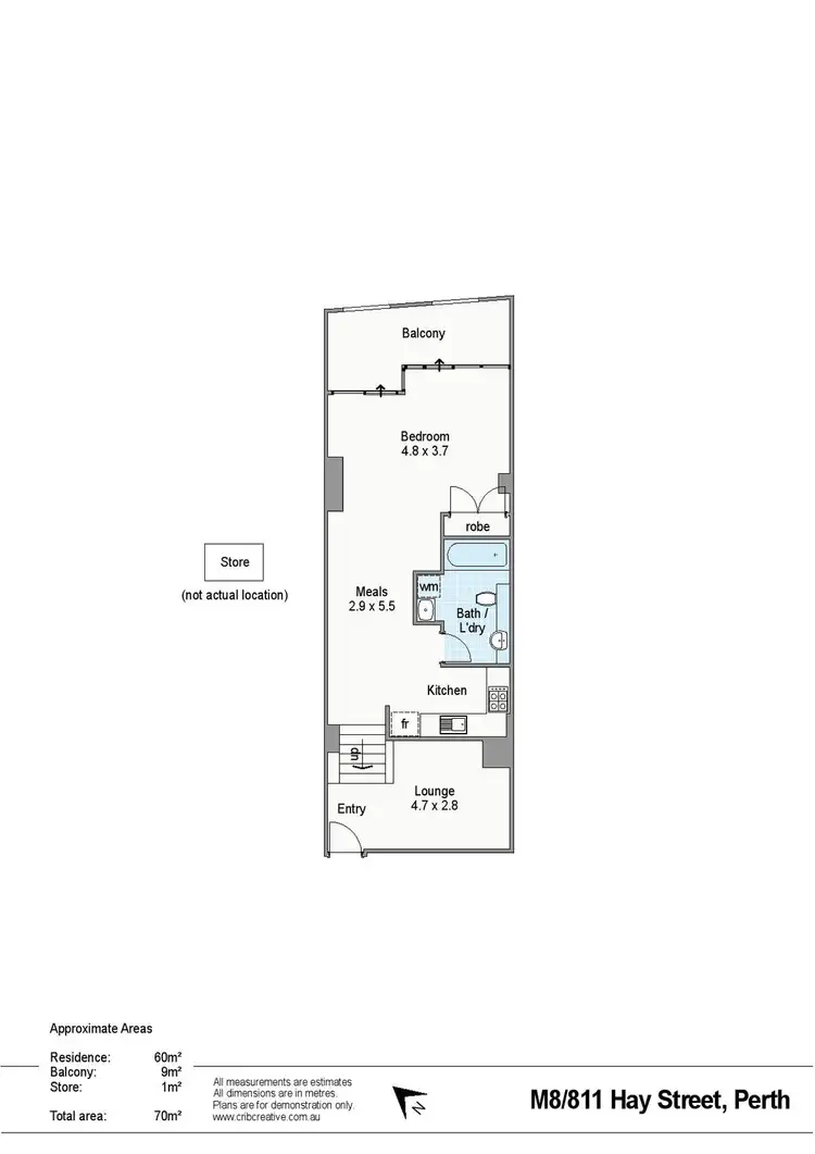 Floorplan of Homely apartment listing, M8/811 Hay Street, Perth WA 6000