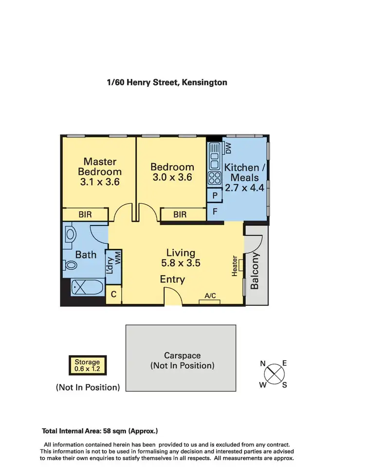 Floorplan of Homely apartment listing, 1/60 Henry Street, Kensington VIC 3031