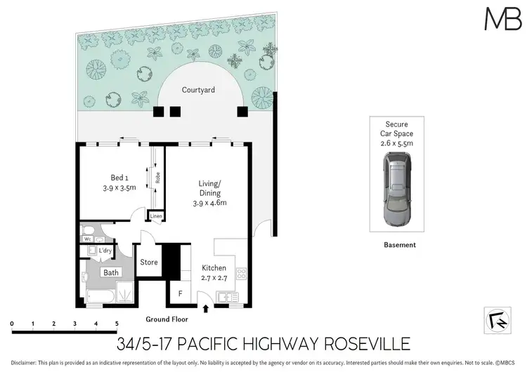 Floorplan of Homely unit listing, 34/5-17 Pacific Highway, Roseville NSW 2069