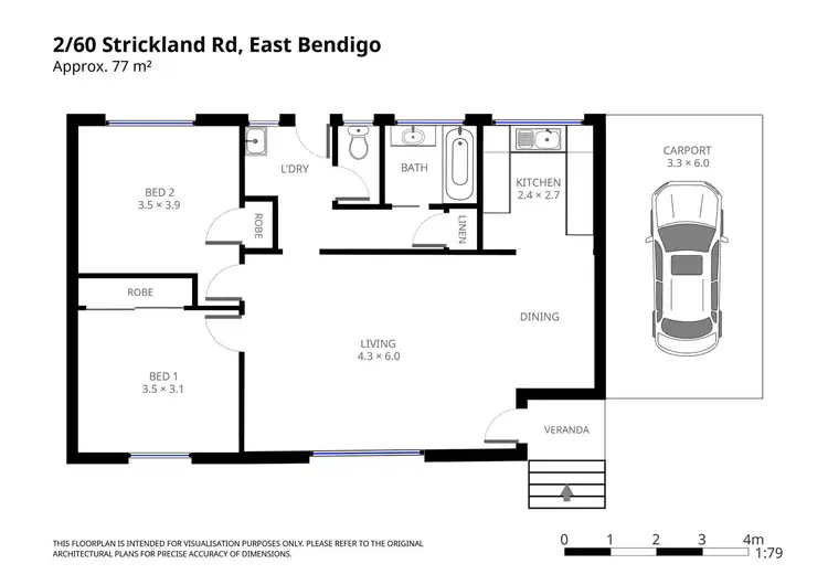 Floorplan of Homely unit listing, 2/60-64 Strickland Road, East Bendigo VIC 3550