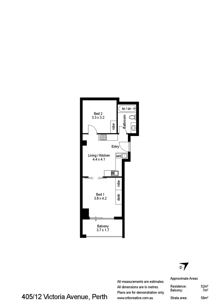 Floorplan of Homely apartment listing, 405/12 Victoria Avenue, Perth WA 6000