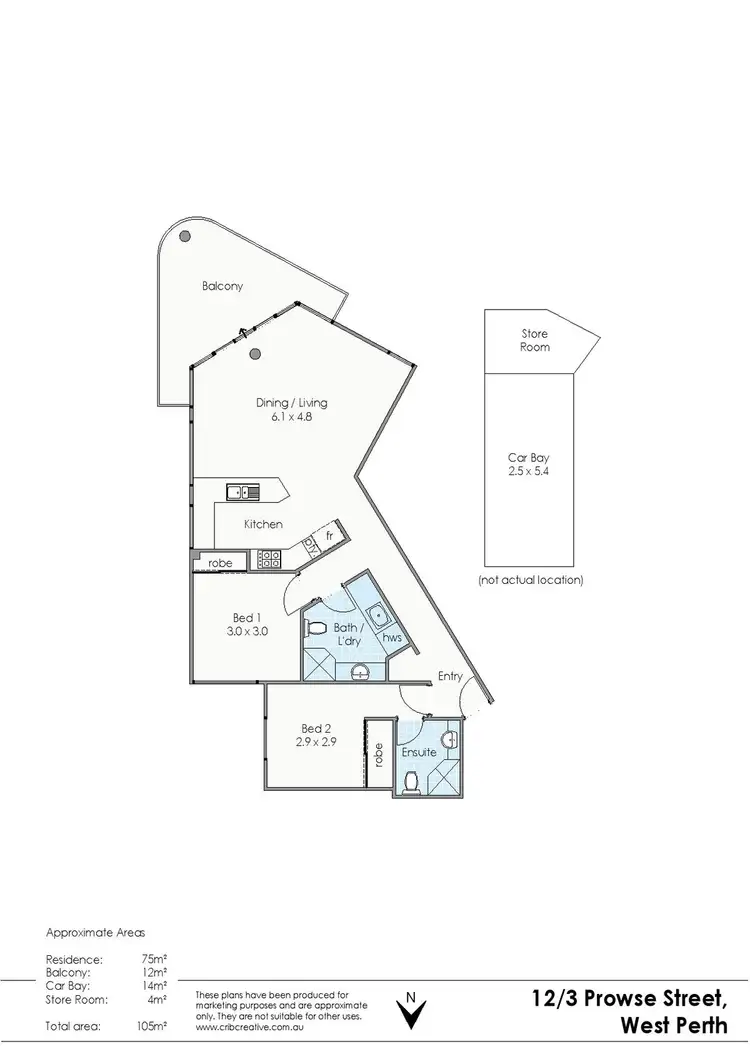 Floorplan of Homely apartment listing, 12/3 Prowse Street, West Perth WA 6005