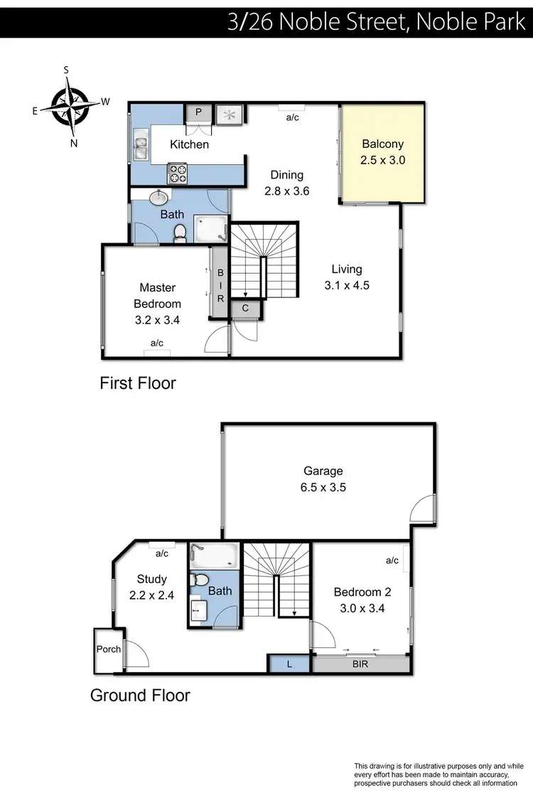 Floorplan of Homely townhouse listing, 3/26 Noble Street, Noble Park VIC 3174