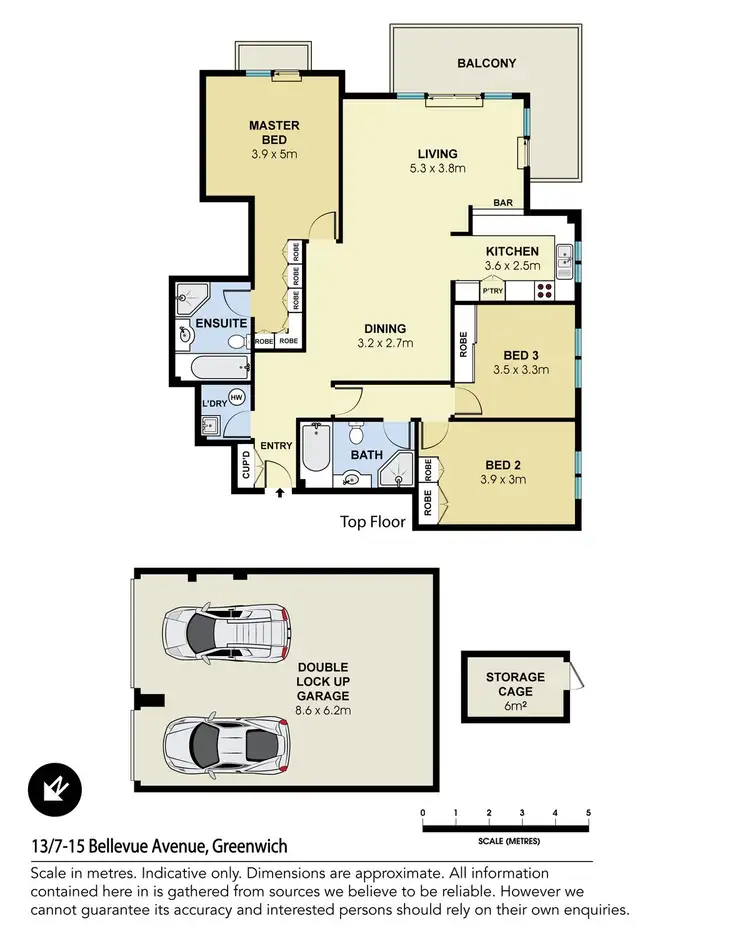 Floorplan of Homely apartment listing, 13/7-15 Bellevue Avenue, Greenwich NSW 2065