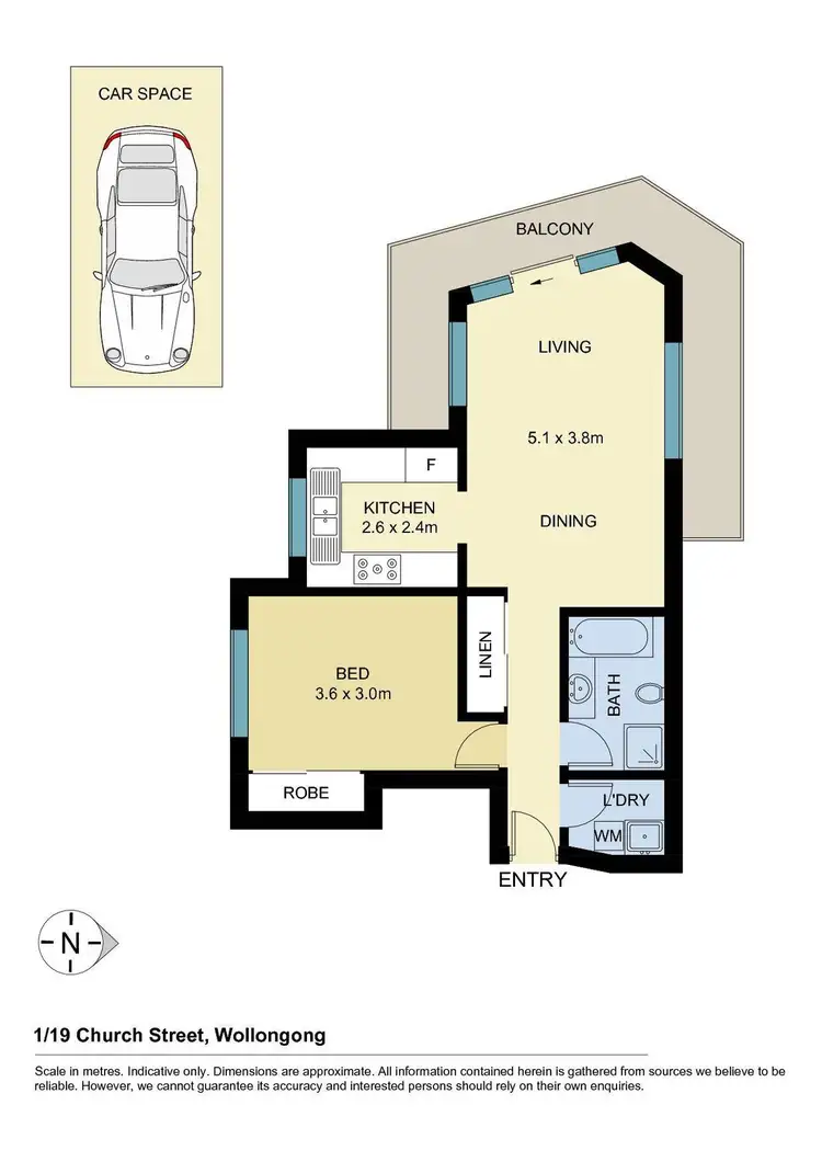 Floorplan of Homely apartment listing, 1/19 Church Street, Wollongong NSW 2500
