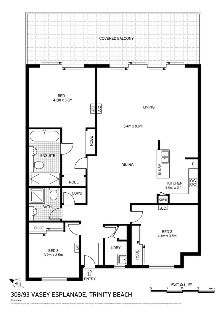 Floorplan of Homely apartment listing, 308/93 Vasey Esplanade, Trinity Beach QLD 4879