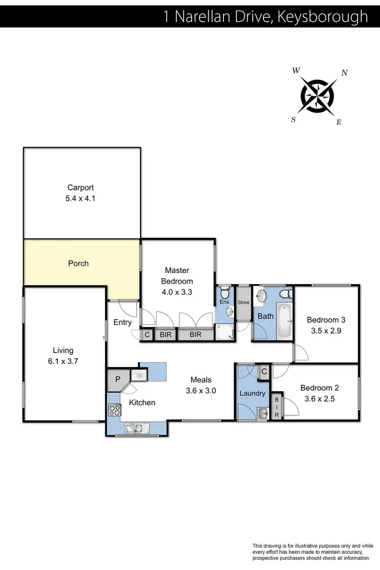 Floorplan of Homely house listing, 1 Narellan Drive, Keysborough VIC 3173