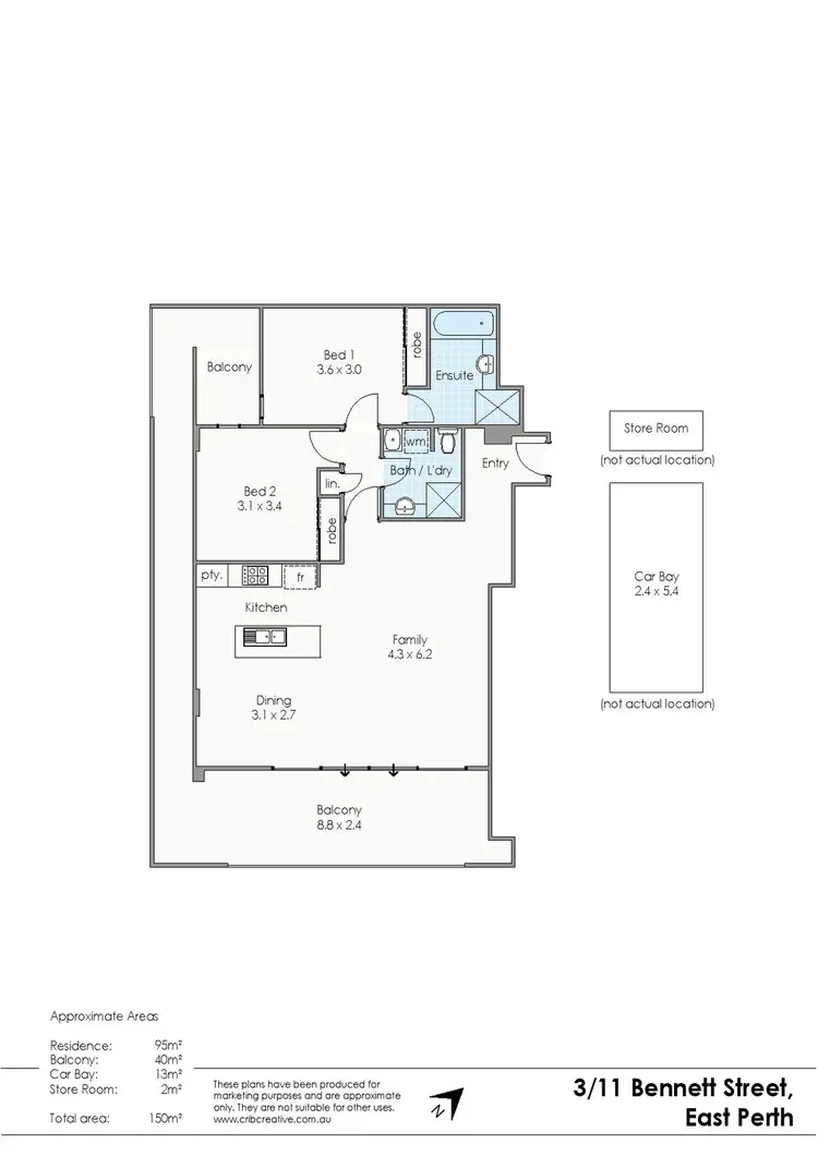 Floorplan of Homely apartment listing, 3/11 Bennett Street, East Perth WA 6004
