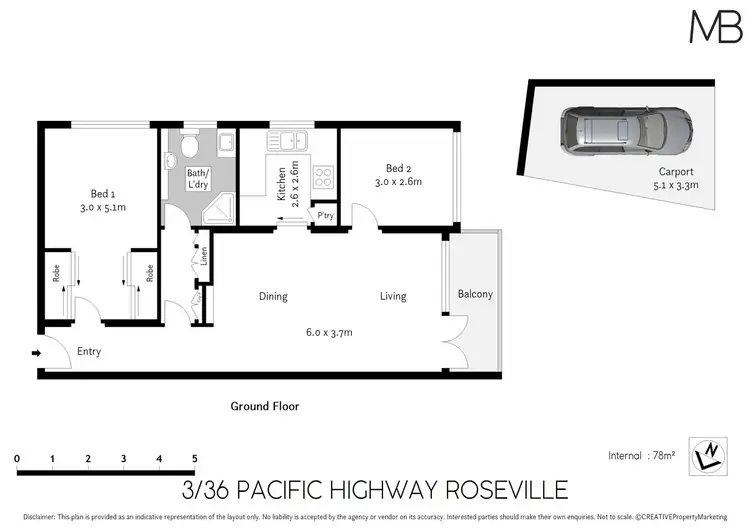 Floorplan of Homely apartment listing, 3/36 Pacific Highway, Roseville NSW 2069