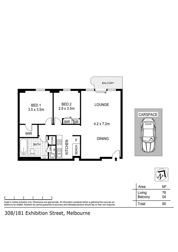Floorplan of Homely apartment listing, 308/181 Exhibition Street, Melbourne VIC 3000