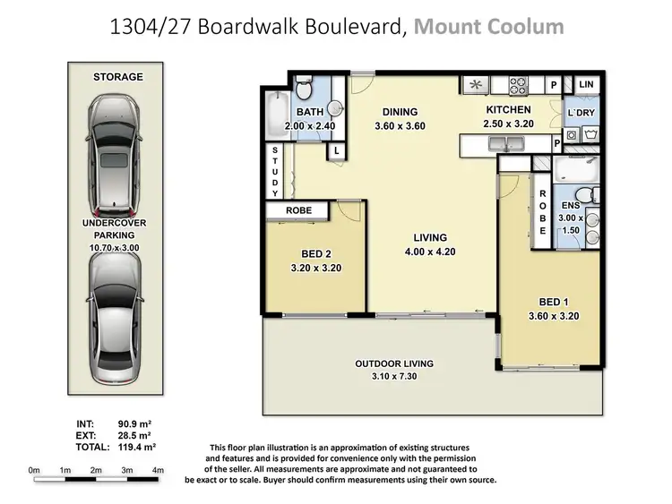 Floorplan of Homely unit listing, 1304/27 Boardwalk Boulevard, Mount Coolum QLD 4573