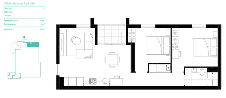 Floorplan of Homely apartment listing, 203/61 Galada Avenue, Melbourne VIC 3000
