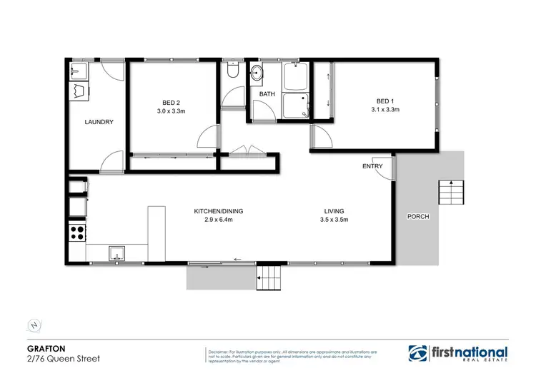 Floorplan of Homely unit listing, 2/76 Queen Street, Grafton NSW 2460
