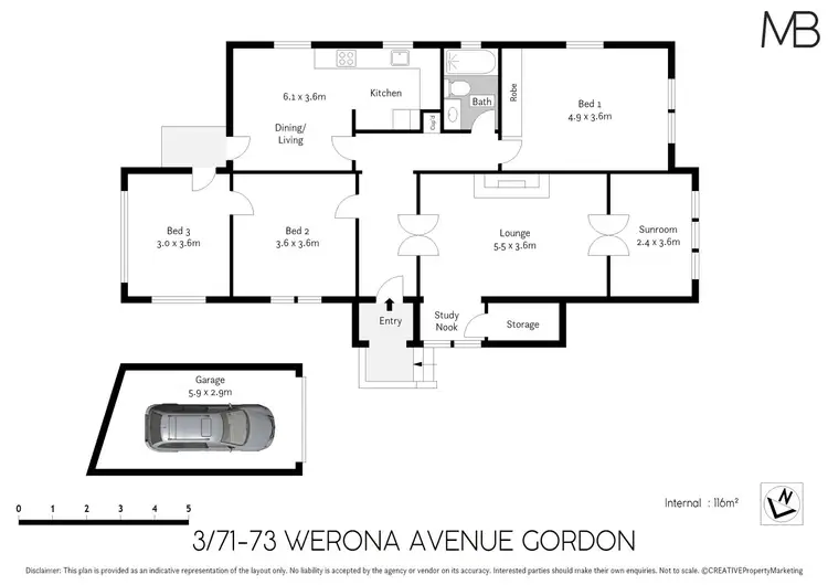 Floorplan of Homely townhouse listing, 3/71-73 Werona Avenue, Gordon NSW 2072