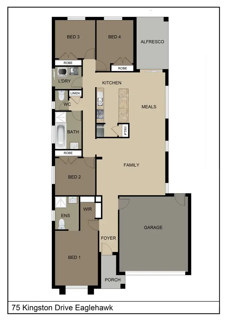 Floorplan of Homely house listing, 75 Kingston Drive, Eaglehawk VIC 3556