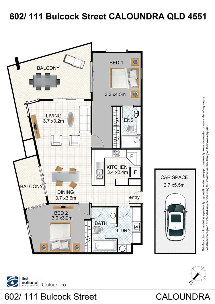 Floorplan of Homely unit listing, 602/111 Bulcock Street, Caloundra QLD 4551