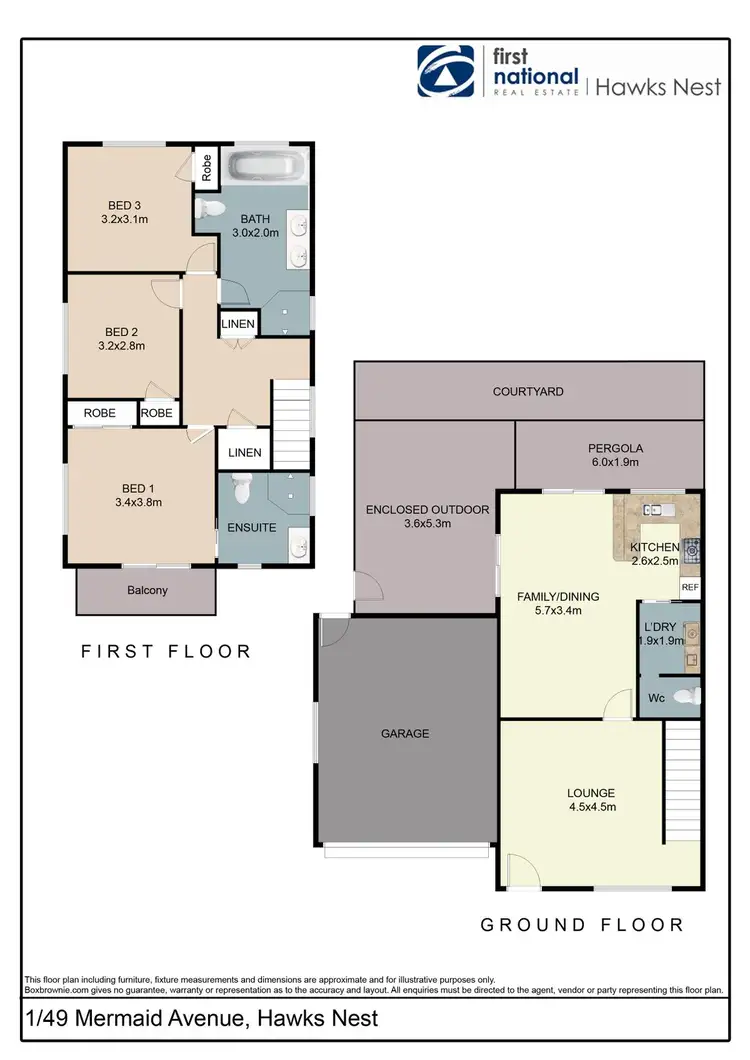 Floorplan of Homely semi-detached listing, 1/49 Mermaid Avenue, Hawks Nest NSW 2324