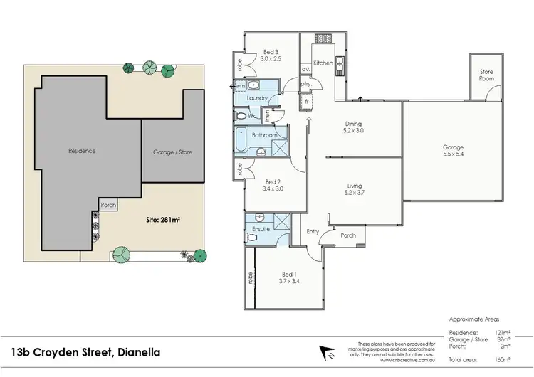 Floorplan of Homely villa listing, 13B Croydon Street, Dianella WA 6059