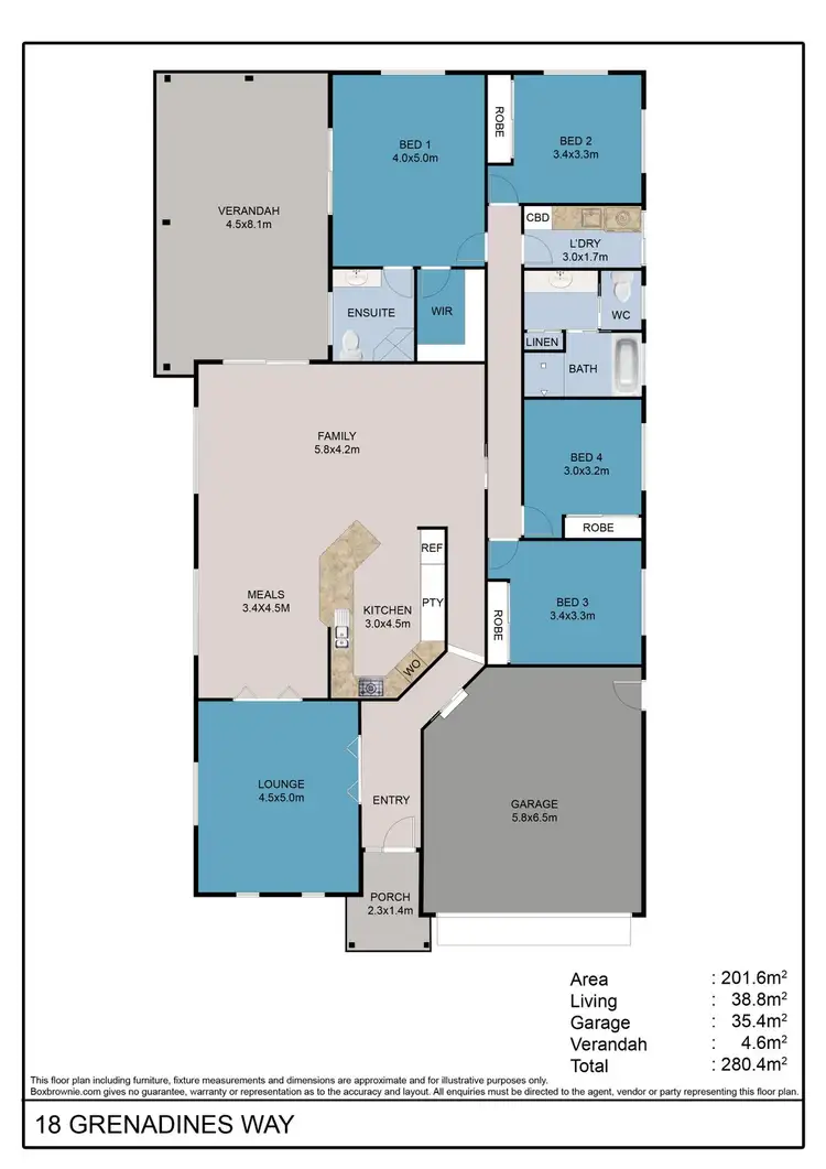 Floorplan of Homely house listing, 18 Grenadines Way, Bonny Hills NSW 2445